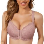 Soutien-gorge push-up dentelle sans armatures, fermeture frontale