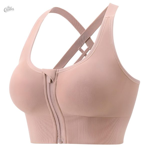 Soutien-gorge de sport à enfilage facile et fermeture avant